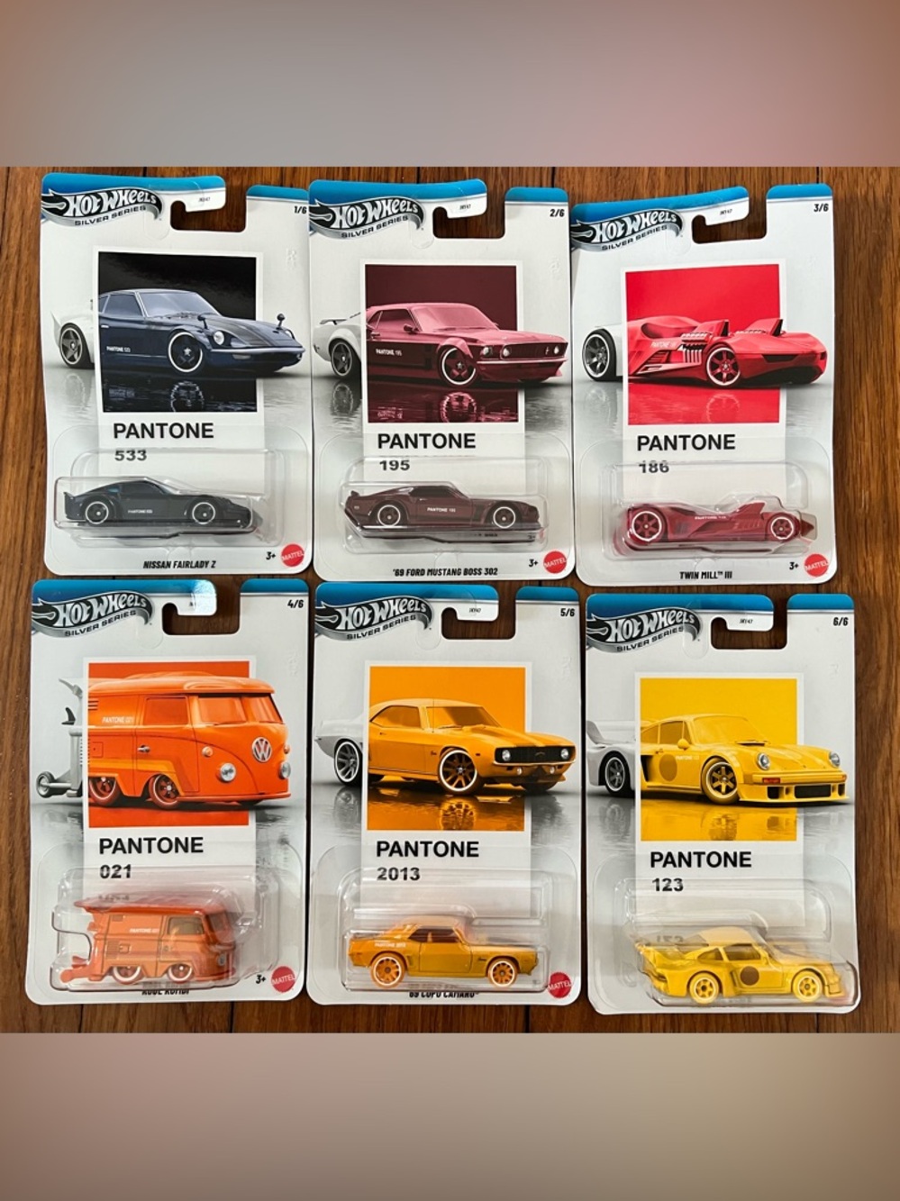 Mattel Hot Wheels PANTONE silver series complete set of 6 cars